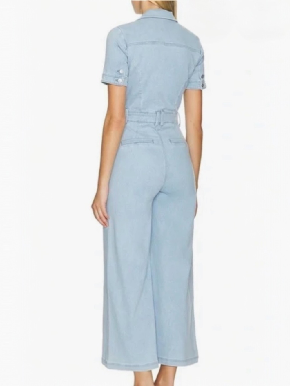 New PAIGE Harper Denim Jumpsuit in Light Blue Wash Size 2 - Picture 2 of 12